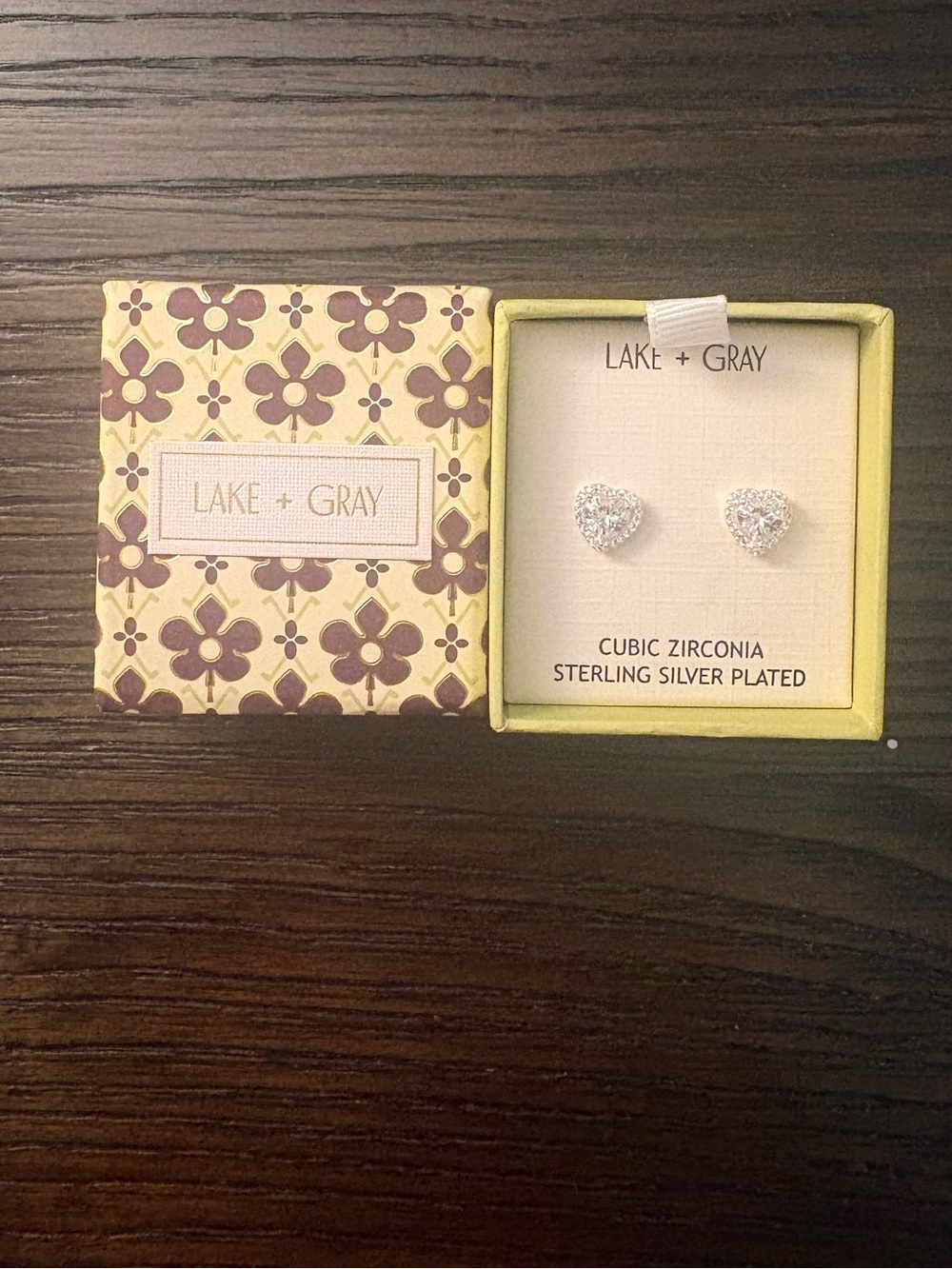 NEW Lake and Gray Silver Heart Stud Earrings